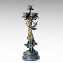 Candle Holder Statue Fairy Candlestick Bronze Sculpture Tpch-072